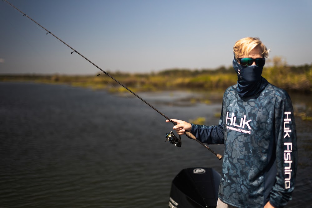 Huk Current Camo Fishing Face Gaiter – UPF 30+ Sun Protection, One Size Unisex