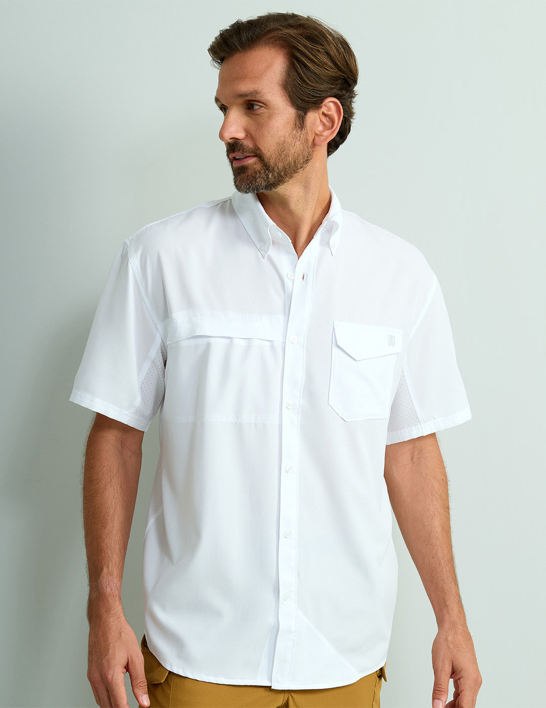 Tide Point Fishing Short Sleeve Button-Down – White – Huk Gear
