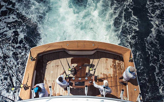 aerial view fishing on boat