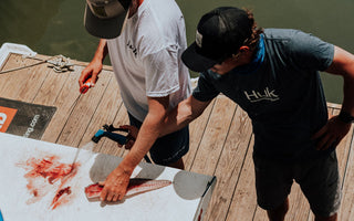 gutting fish on dock