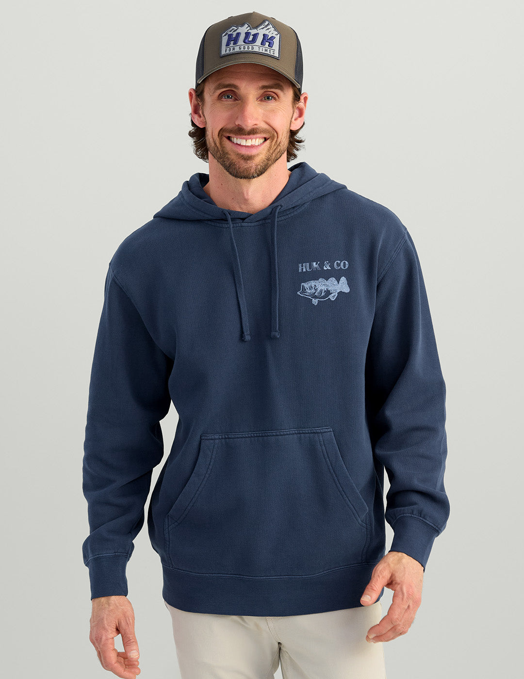 HUK Men's Cotton Fleece Graphic Hoodie, Performance Fishing Sweatshirt