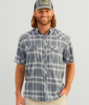 Diamond Back Plaid Short Sleeve Button-Down