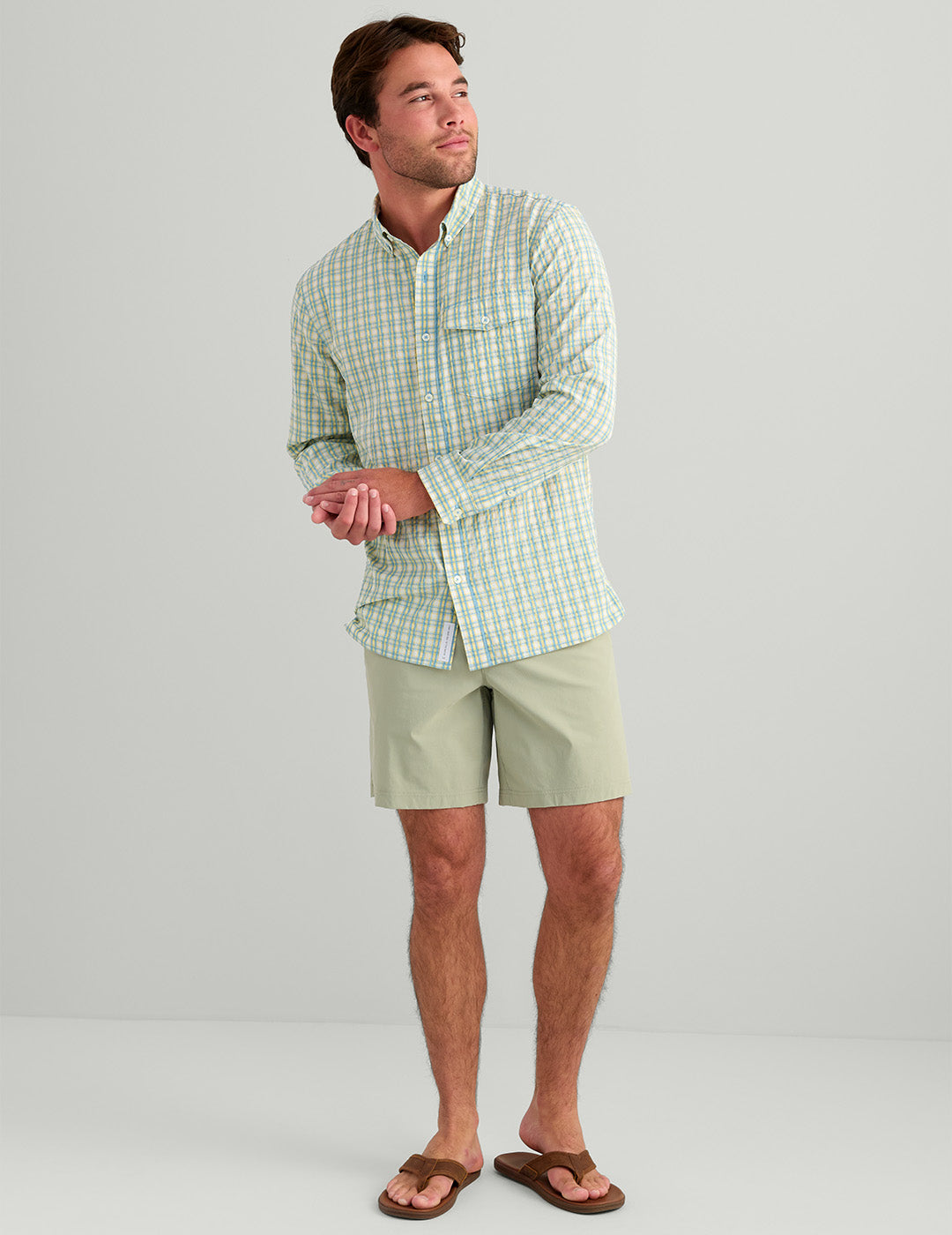 HUK Men's Chatham Long Sleeve Button-Down | Plantain Plaid | XL HUK Men's Chatham Long Sleeve Button-Down | Plantain Plaid | XL