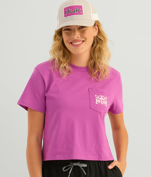 Womens Sunrise Crop Pocket Tee
