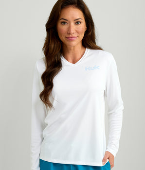 Womens Huk Box Pursuit Performance V-Neck
