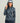 Women's KC Print Icon Performance Hoodie in blue camo with hood pulled up and quarter-zip front.