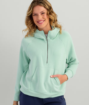 Womens Bayside 1/2 Zip Hoodie