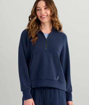 Womens Bayside 1/2 Zip Hoodie