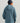 Child wearing blue-gray cotton fleece hoodie with drawstring hood, shown from back view.