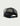 Black mesh trucker hat with adjustable snap closure and blue accent on back strap.