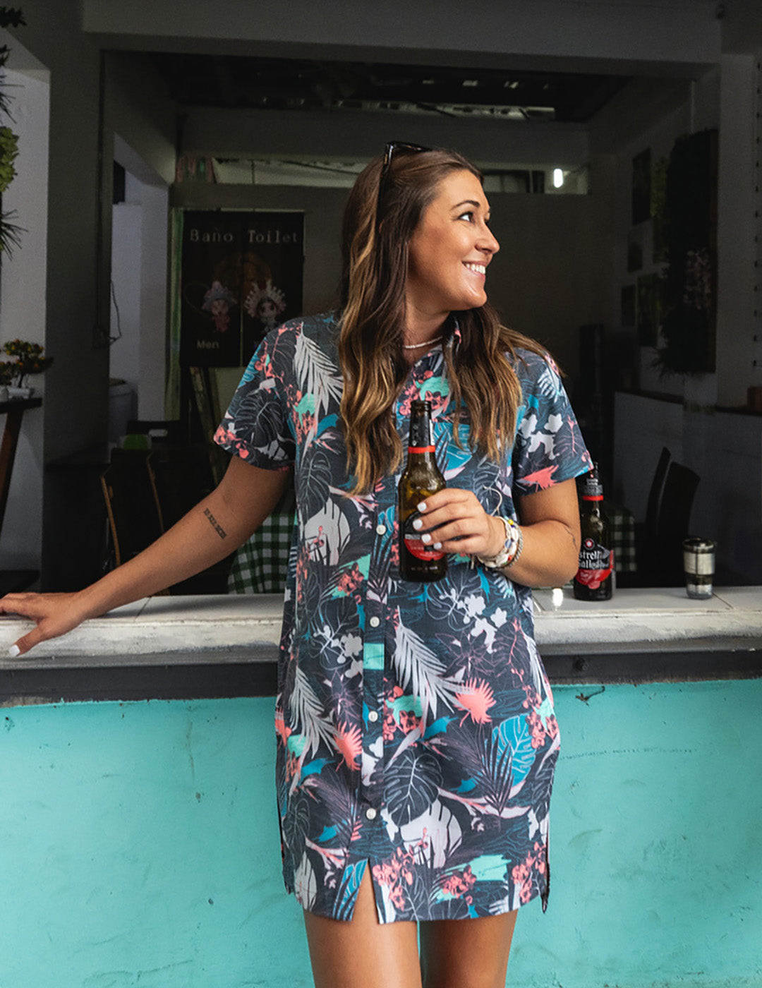 HUK Women's Kona Cover-Up Dress | Volcanic Ash Radical Botanical HUK Women's Kona Cover-Up Dress | Volcanic Ash Radical Botanical