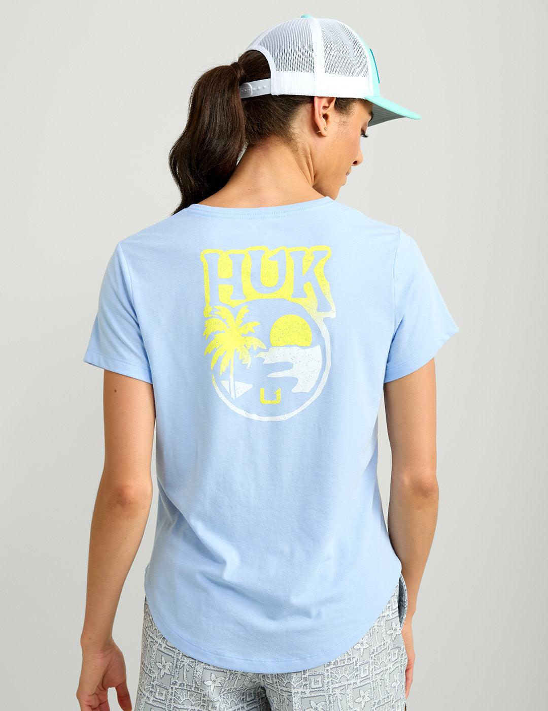 V Neck Sunset Graphic Tee