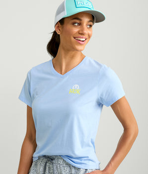Womens V-Neck Sunset Graphic Tee